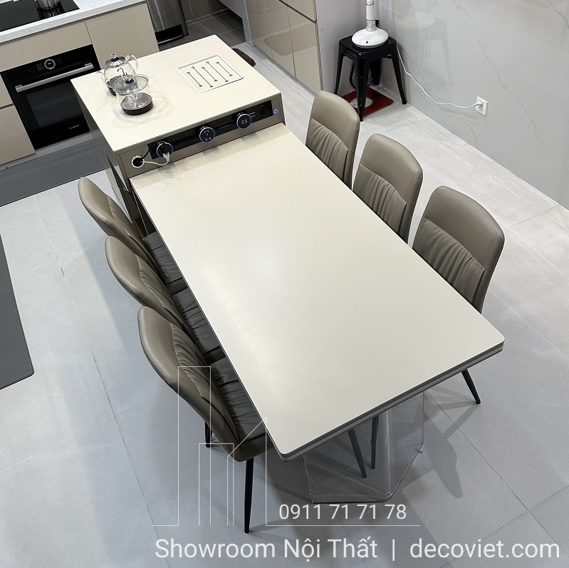 bàn đảo bếp kết hợp bàn ăn kéo dài