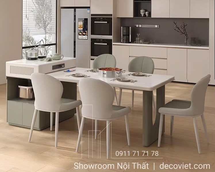 bàn ăn kết hợp bàn đảo bếp