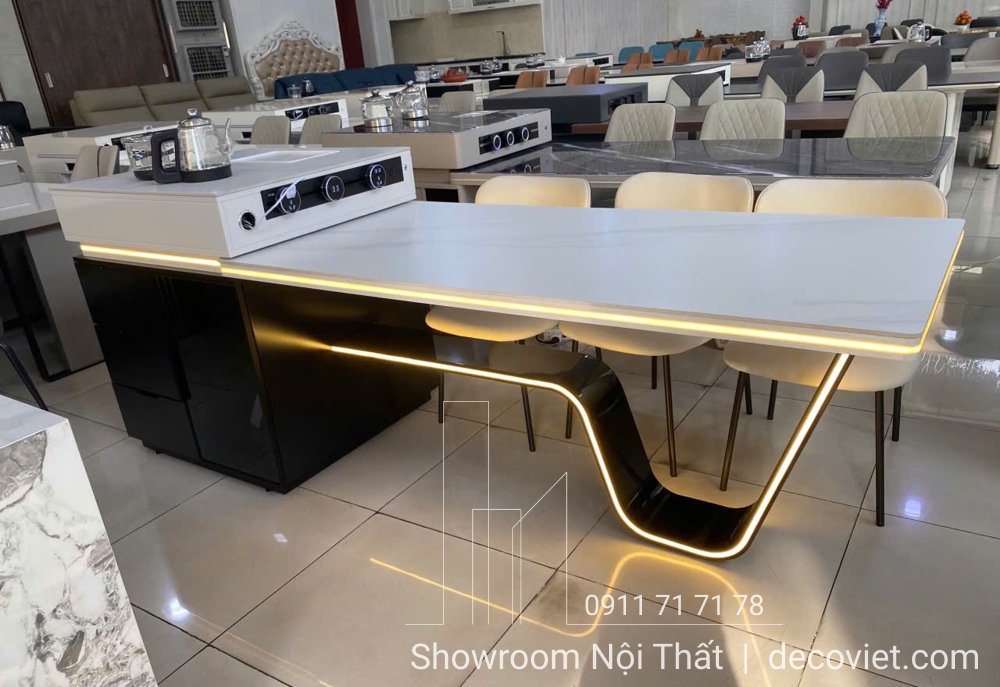 bàn đảo bếp kết hợp bàn ăn kéo dài