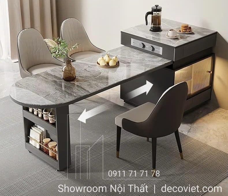 bàn ăn kết hợp bàn đảo bếp