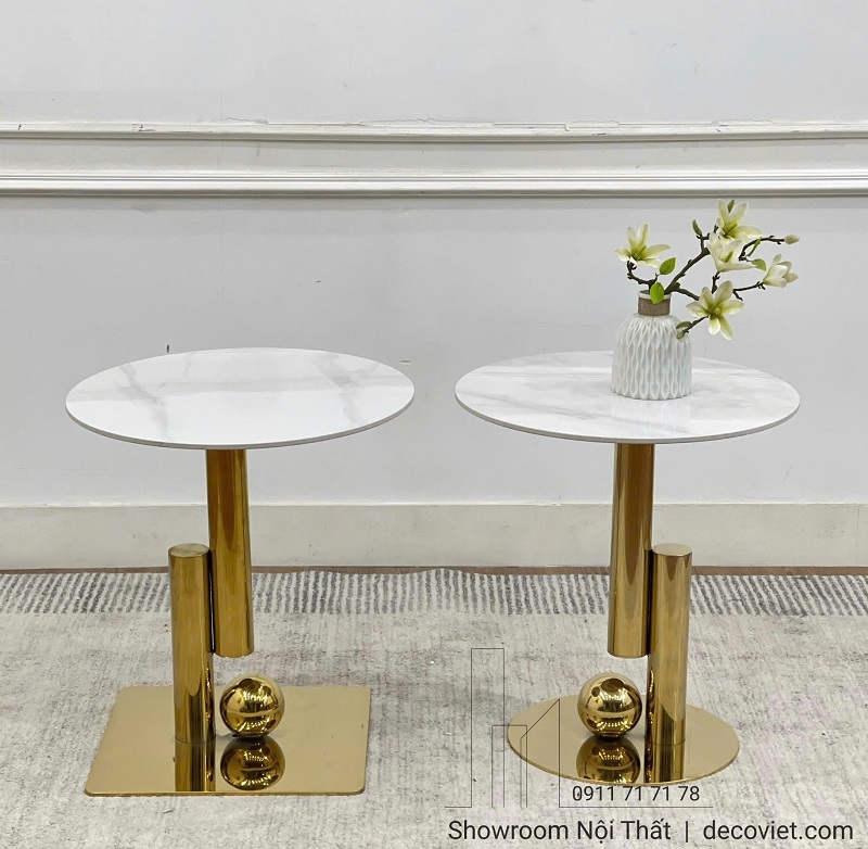 Bàn decor đẹp 1267S mặt đá chân inox mạ vàng sang trọng