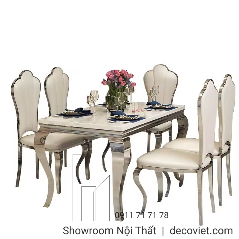 bàn ăn tân cổ điển mặt đá