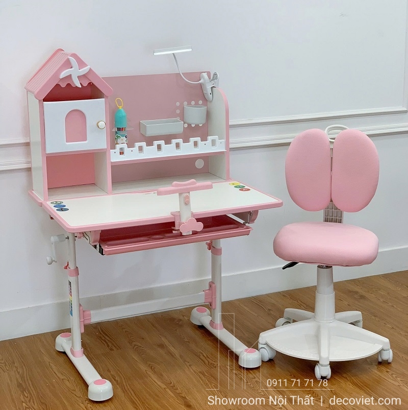 bàn học sinh tone hồng cho bé gái