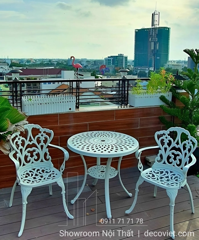 bàn ghế sân vườn nhôm đúc tân cổ điển