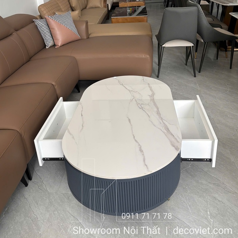 Bàn trà mặt đá Ceramic phối ngăn kéo tiện dụng sang trọng