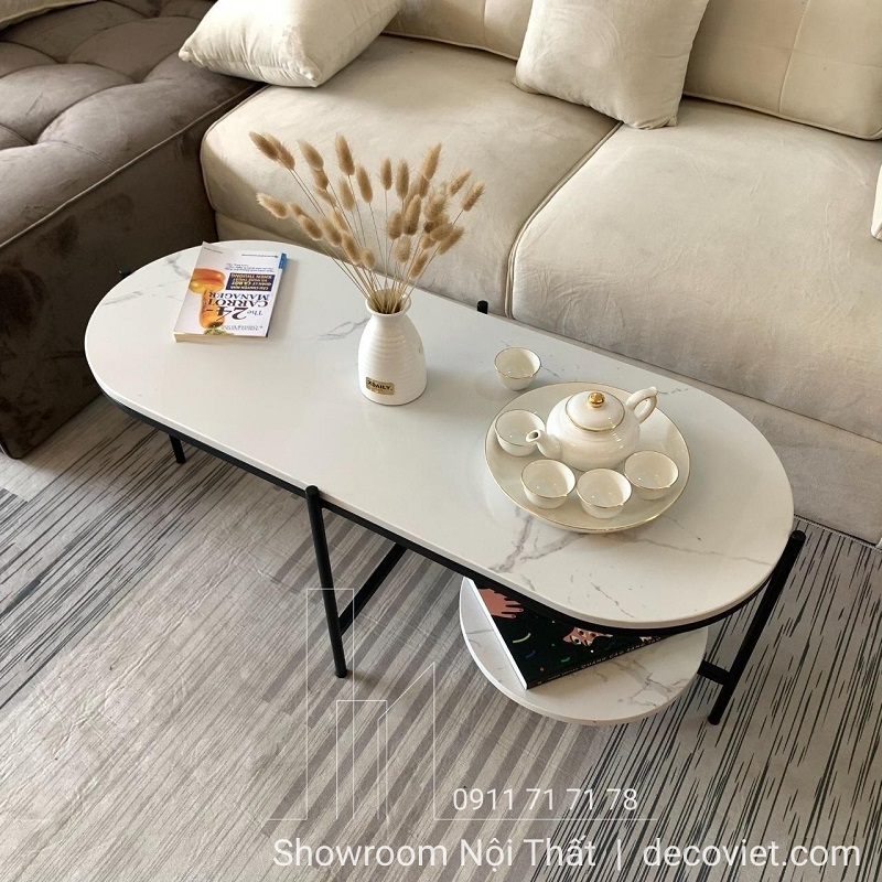 Bàn sofa hiện đại mặt đá Ceramic vân mây sang trọng