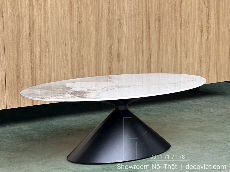 Bàn trà mặt đá oval hiện đại thiết kế bo cong tinh tế