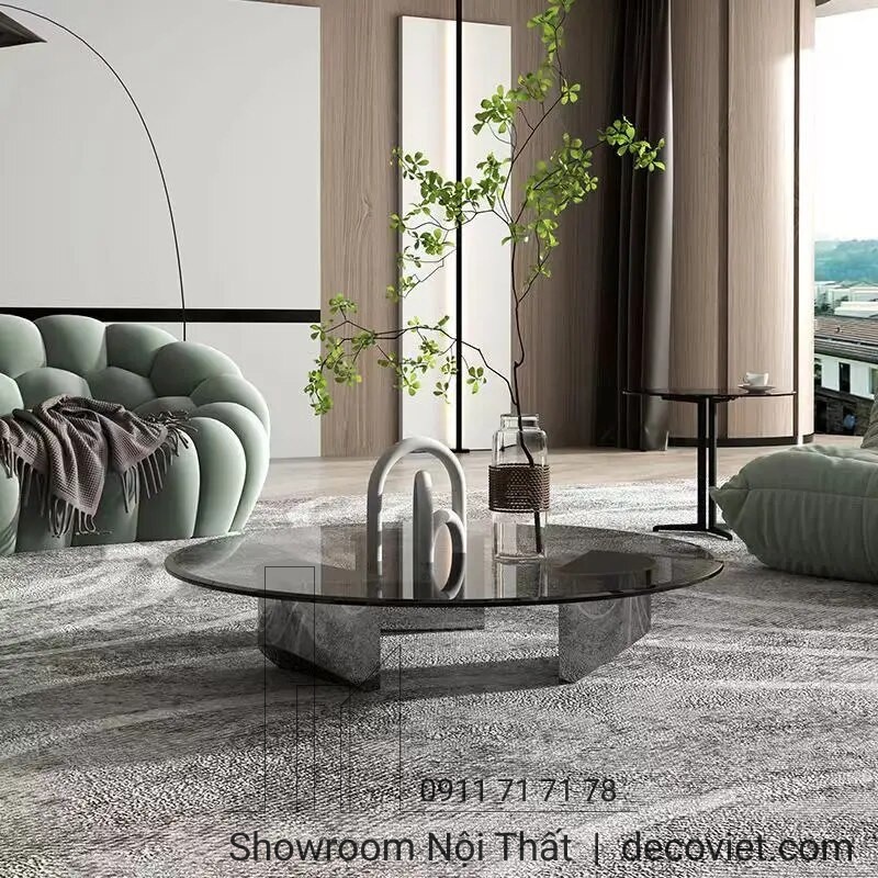 bàn trà tròn mặt kính giá rẻ