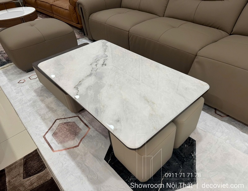 Bàn sofa đẹp 434S kết hợp mặt đá và gỗ cao cấp