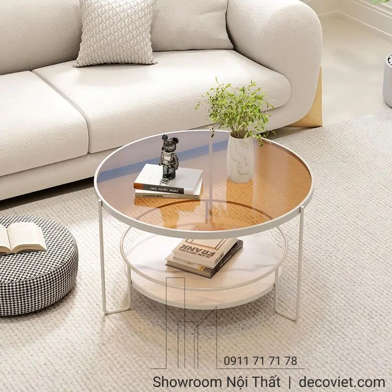 bàn sofa 2 tầng mặt kính