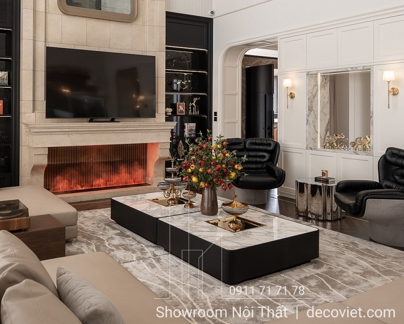 bàn trà đôi mặt đá lớn