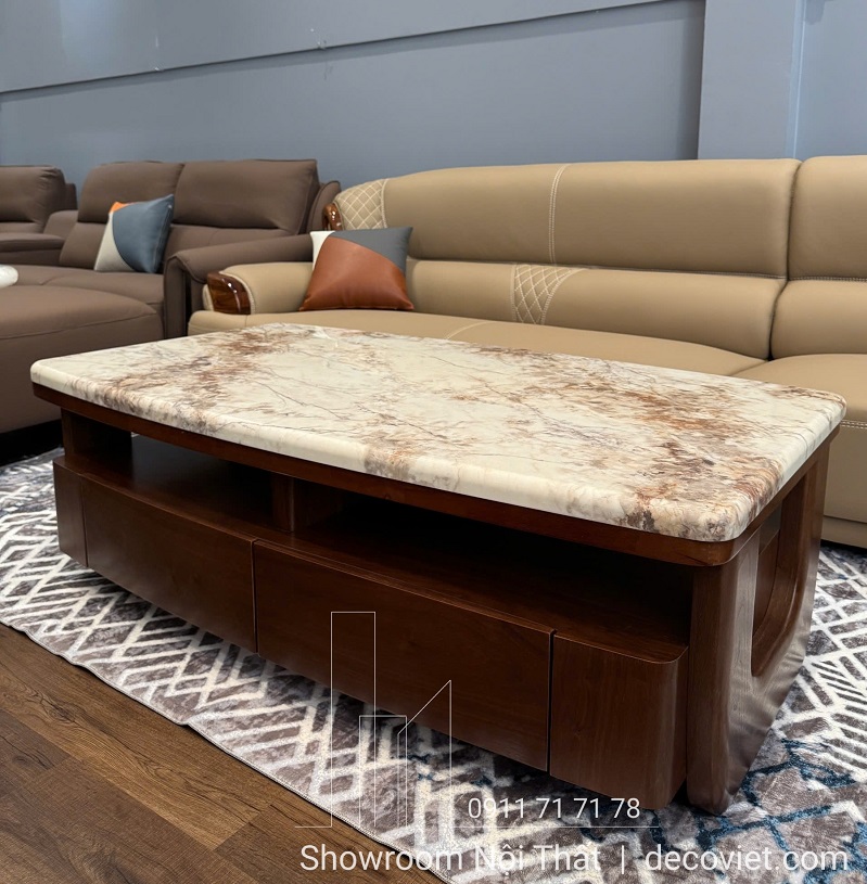 Mẫu bàn trà gỗ nhập khẩu cao cấp sang trọng cho phòng khách