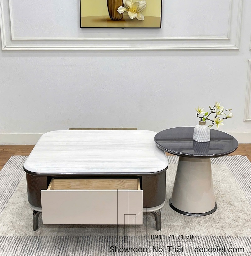 Bàn trà mặt đá phòng khách 430S tiện lợi có ngăn kéo