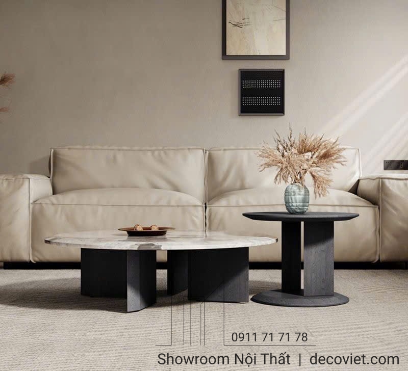 bàn trà tròn mặt đá
