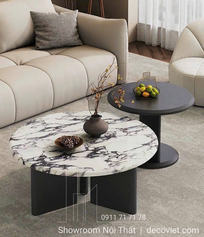bàn trà đôi mặt đá