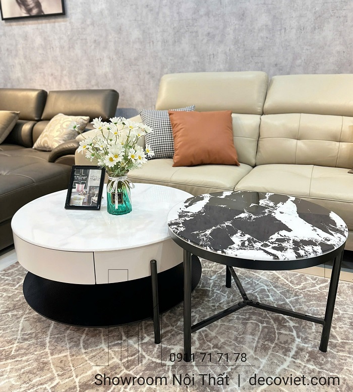 bàn trà mặt đá nhập khẩu hiện đại