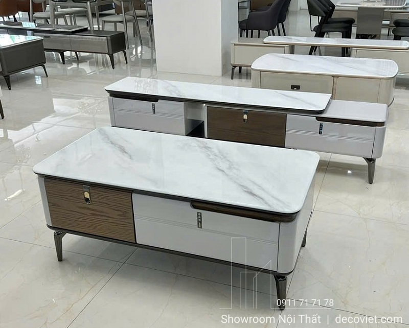 bộ bàn sofa kệ tivi mặt đá sang trọng