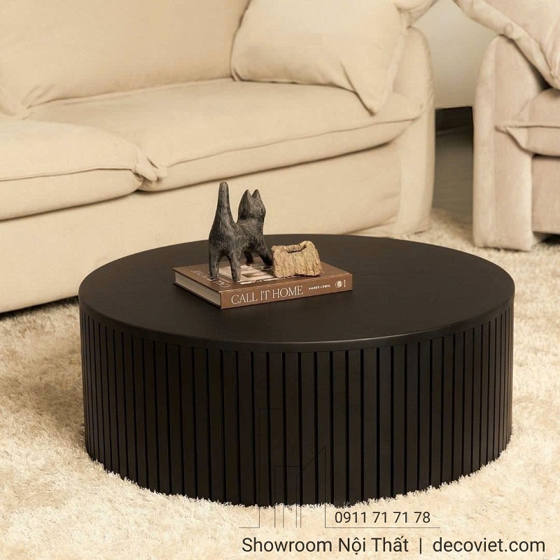 bàn trà tròn gỗ cao cấp, điểm nhấn thanh lịch trong không gian phòng khách