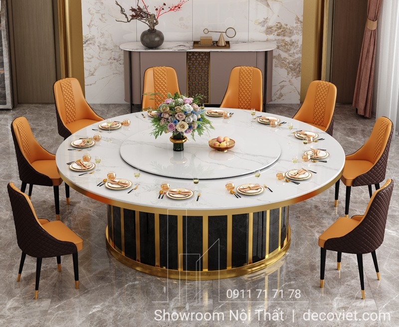 bàn tròn xoay 10 ghế nhập khẩu