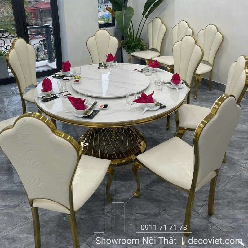 bàn ăn mặt đá 8 ghế