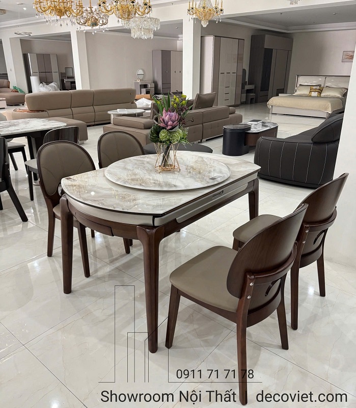 Bàn ăn tròn thông minh với tính năng mở rộng và thu gọn tiện lợi