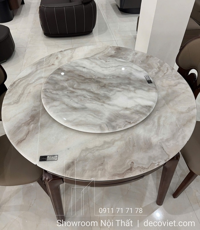 Bộ bàn ăn gấp gọn kết hợp 6 ghế bọc da hiện đại, tiết kiệm không gian