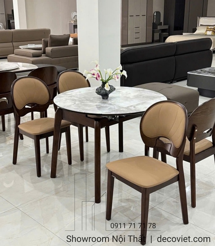 Bàn ăn tròn nhập khẩu gấp gọn tiện dụng, dễ bố trí trong không gian nhỏ