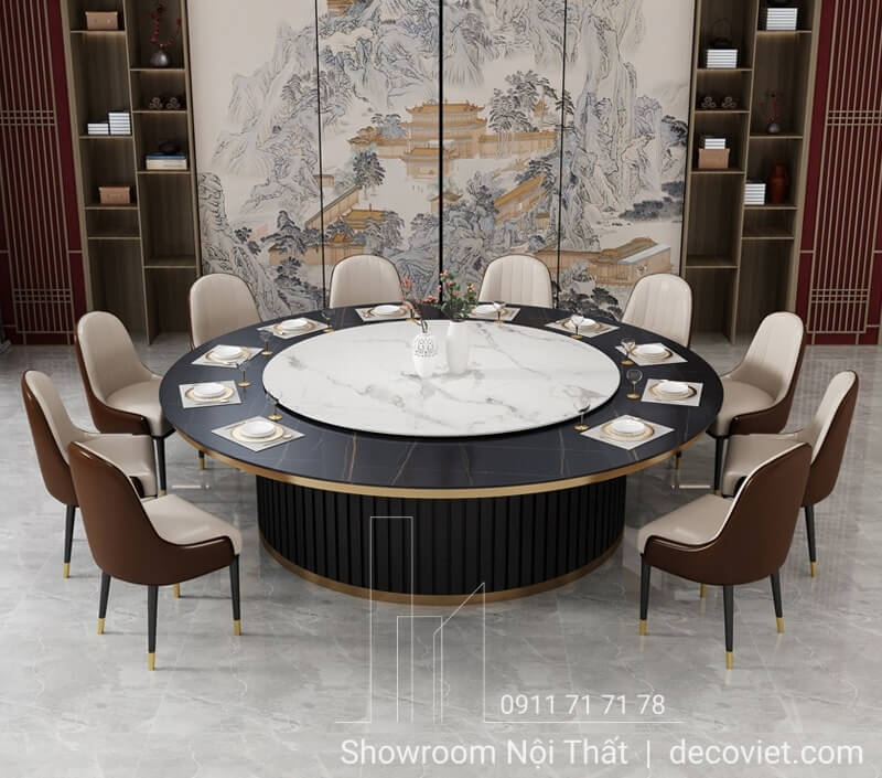 bàn ăn tròn 20 người trong không gian phòng ăn công ty
