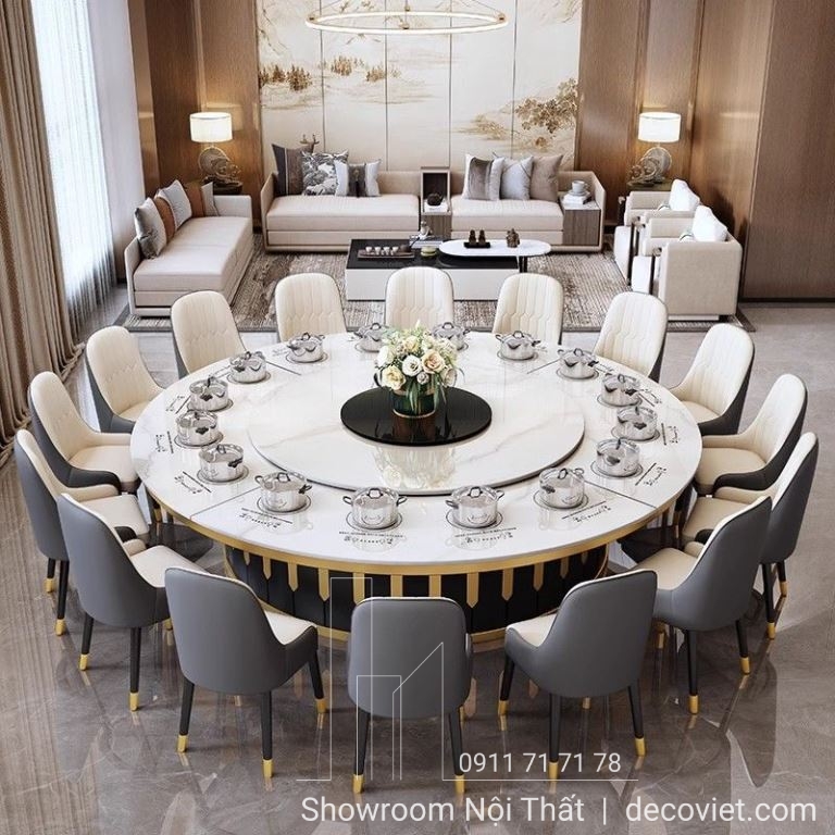 bàn ăn tròn to 16 ghế hiện đại