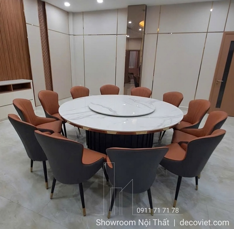 Bàn tròn xoay 2m thiết kế hiện đại, phù hợp nhà hàng và biệt thự