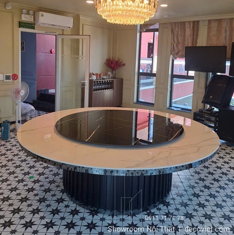 Bàn Tròn Xoay Mặt Đá 2m4 2758S Phù Hợp Gia Đình, Nhà Hàng, Hội Nghị