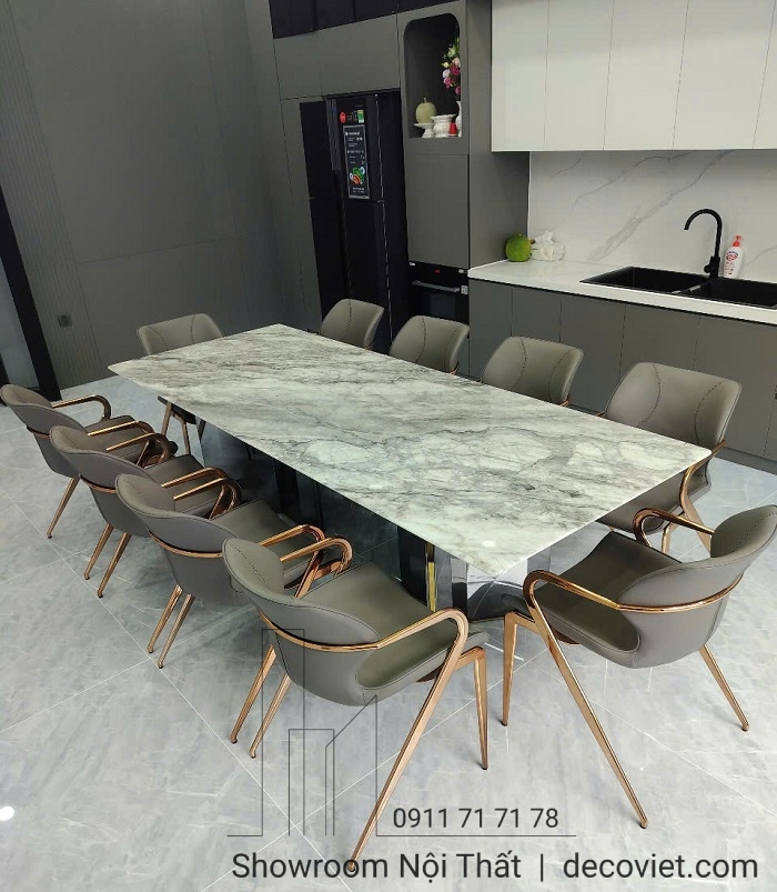 Bộ bàn ăn 10 ghế cao cấp mặt đá tự nhiên sang trọng
