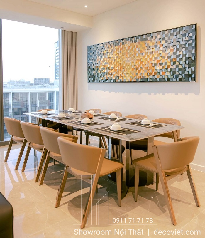 Mẫu bàn ăn 10 ghế hiện đại 2704S cho gia đình đông người