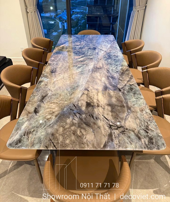 Bộ bàn ăn mặt đá tự nhiên nhập khẩu cao cấp hiện đại