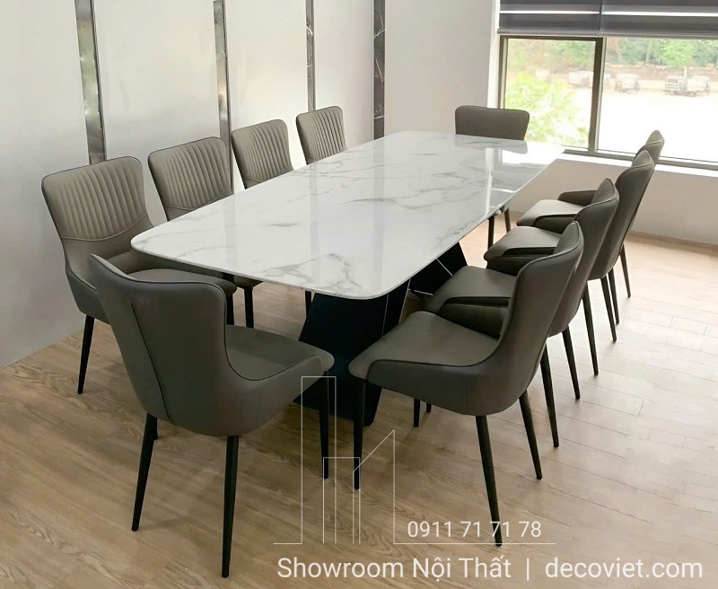 bàn ăn mặt đá 10 ghế hiện đại