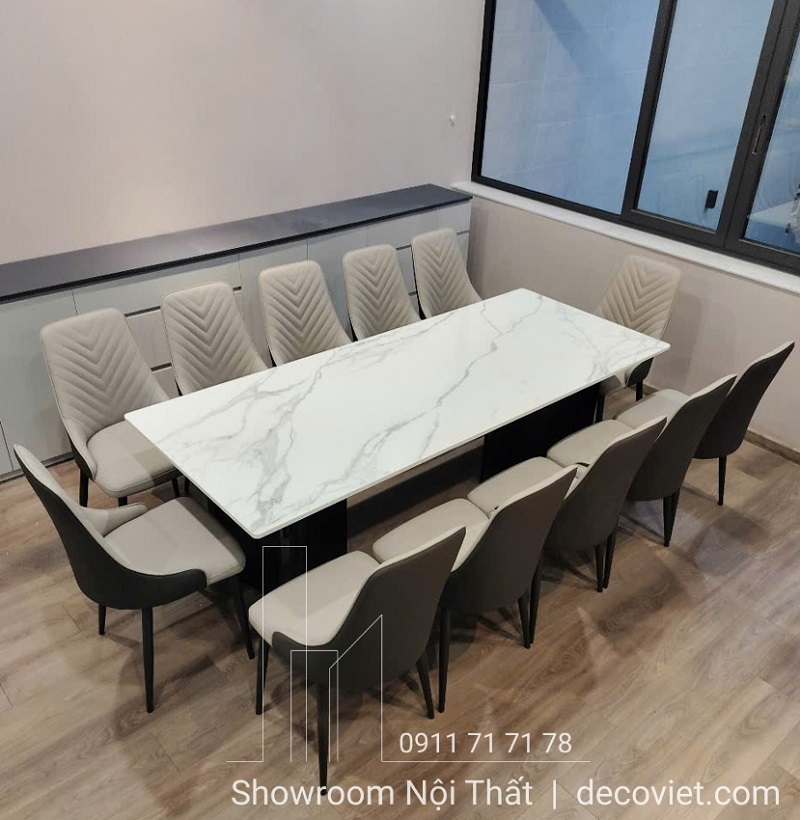bàn ăn 12 ghế mặt đá