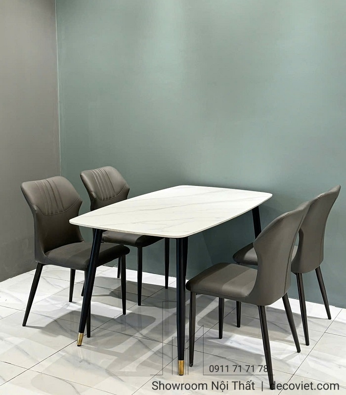 Bàn ăn 4 ghế 1m2 mặt đá ceramic 2642S kiểu dáng hiện đại, nhỏ gọn