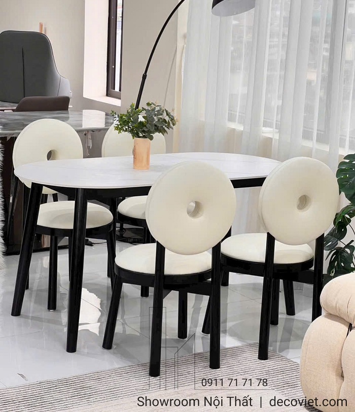 Ảnh thực tế bàn ăn 4 ghế mặt đá phong cách Scandinavian