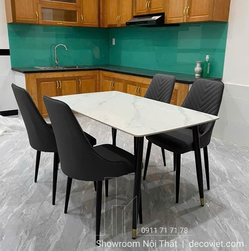 Bộ bàn ăn 4 ghế với mặt đá ceramic bền đẹp giá rẻ