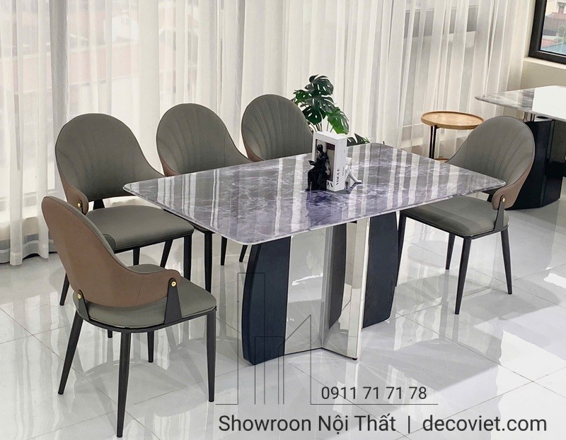 Thiết kế bàn ăn mặt đá 6 ghế nhập khẩu sang trọng