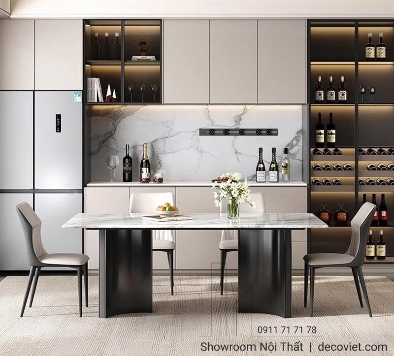 Bàn ăn 6 ghế mặt đá nhập khẩu cao cấp, thiết kế tinh tế, giá tốt tại DecoViet.