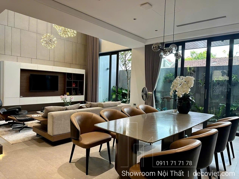 bộ bàn ăn 8 ghế hiện đại mặt đá