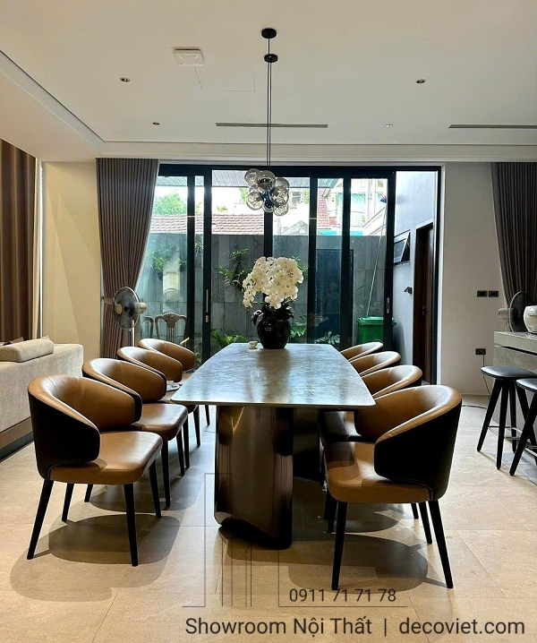 bộ bàn ăn 8 ghế mặt đá cao cấp