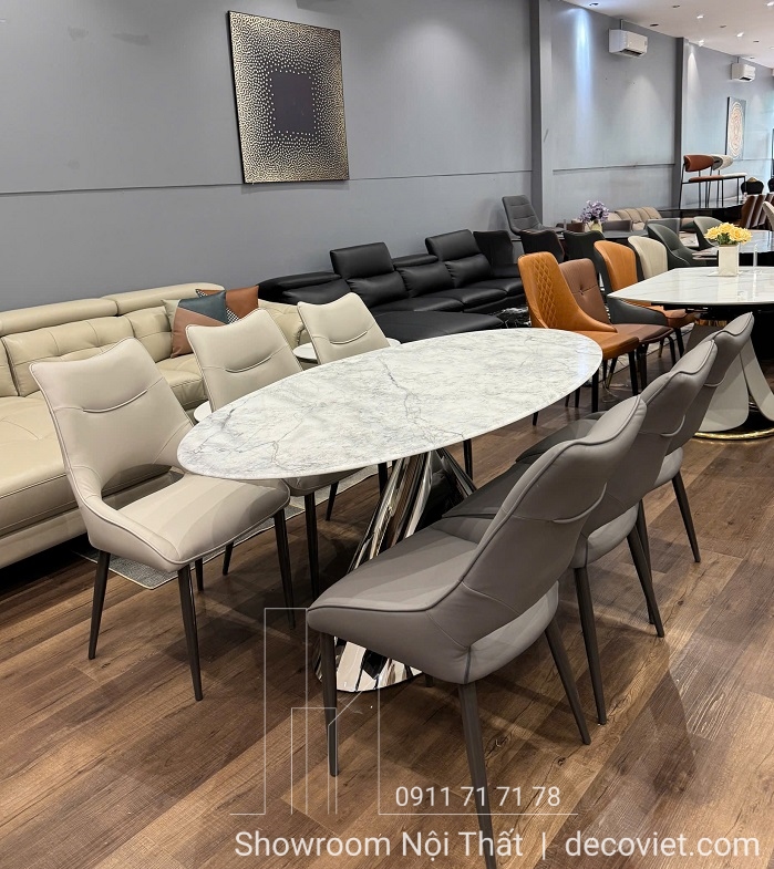 bàn ăn mặt đá 8 ghế nhập khẩu