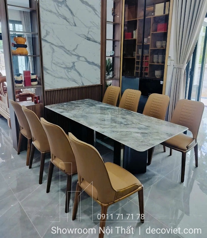 bàn ăn mặt đá hiện đại