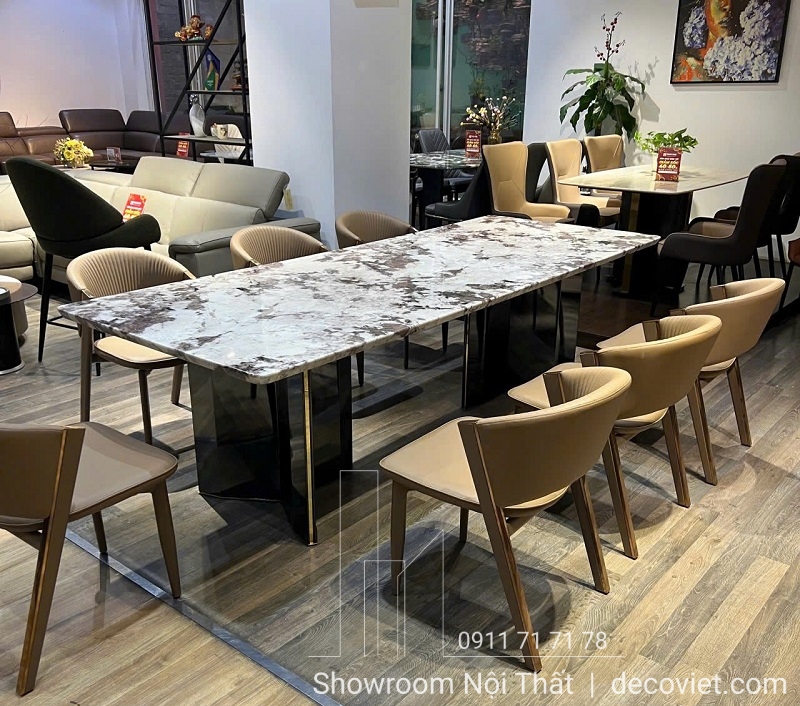 bàn ăn mặt đá 8 ghế