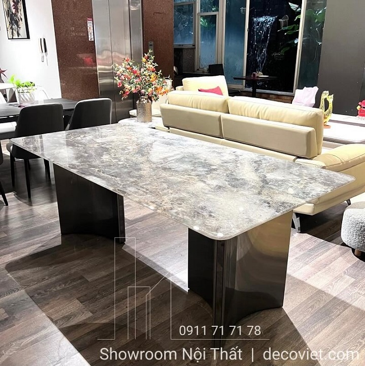 Bộ bàn ăn mặt đá nhập khẩu cao cấp, mẫu mới hiện đại, giá tốt tại showroom.