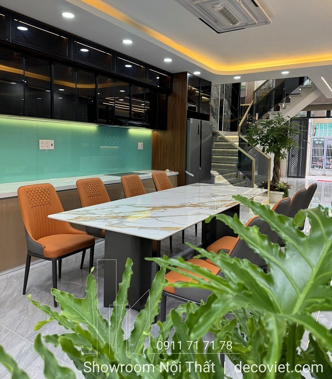 bàn ăn 8 ghế mặt đá hiện đại