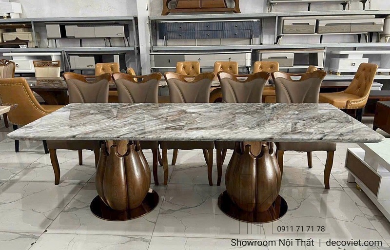 bàn ăn mặt đá tân cổ điển phong cách hoàng gia