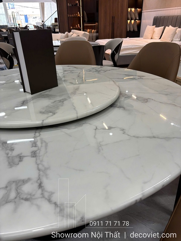 Bàn ăn tròn 8 ghế người phong cách hiện đại cho nhà phố, nhà phố